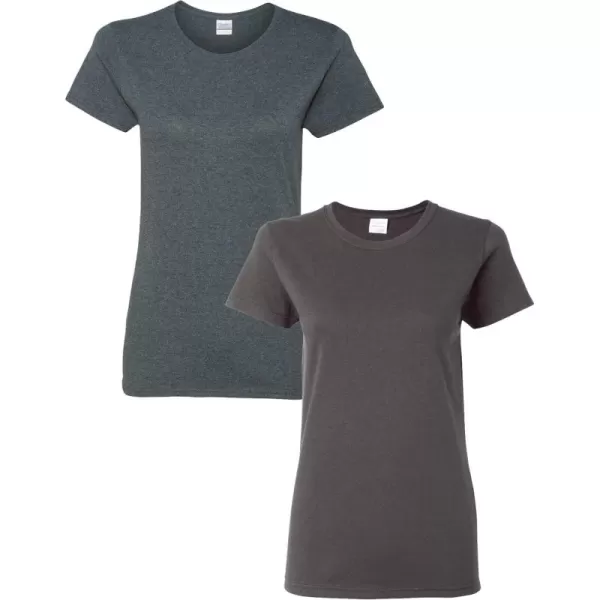 Gildan Womens Heavy Cotton TShirt Style G5000L 2PackDarkheatherCharcoal
