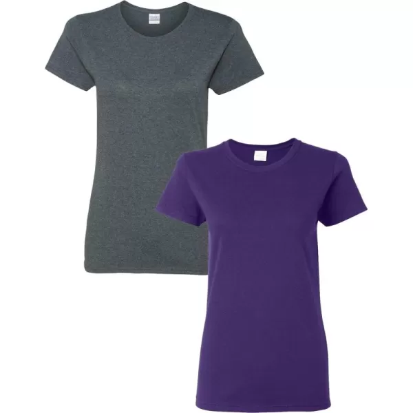 Gildan Womens Heavy Cotton TShirt Style G5000L 2PackDarkheatherPurple