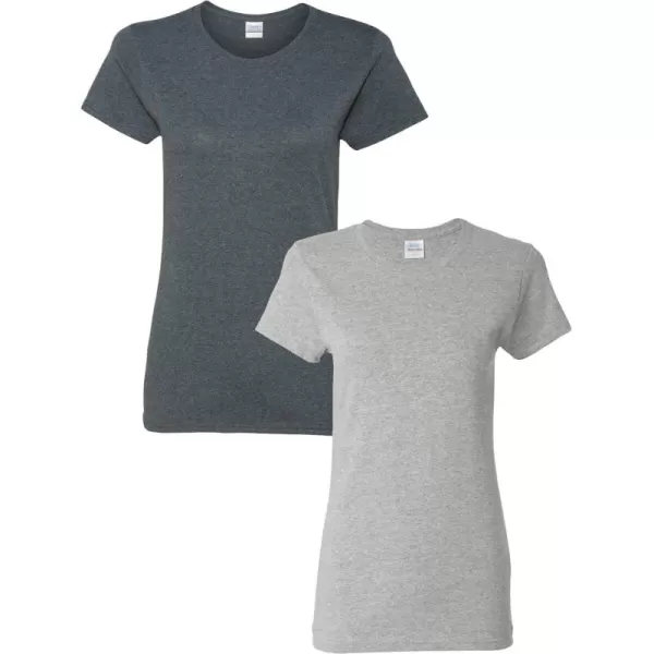 Gildan Womens Heavy Cotton TShirt Style G5000L 2PackDarkheatherSportgrey