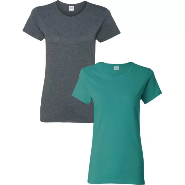 Gildan Womens Heavy Cotton TShirt Style G5000L 2PackDarkheatherTropical
