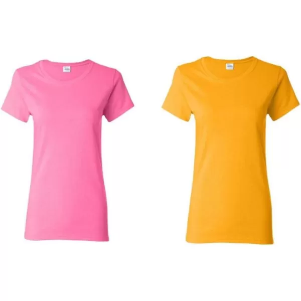 Gildan Womens Heavy Cotton TShirt Style G5000L 2PackGoldAzalea