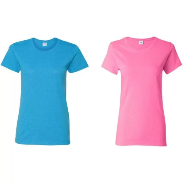 Gildan Womens Heavy Cotton TShirt Style G5000L 2PackHeathersapphireAzalea