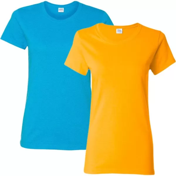 Gildan Womens Heavy Cotton TShirt Style G5000L 2PackHeathersapphireGold