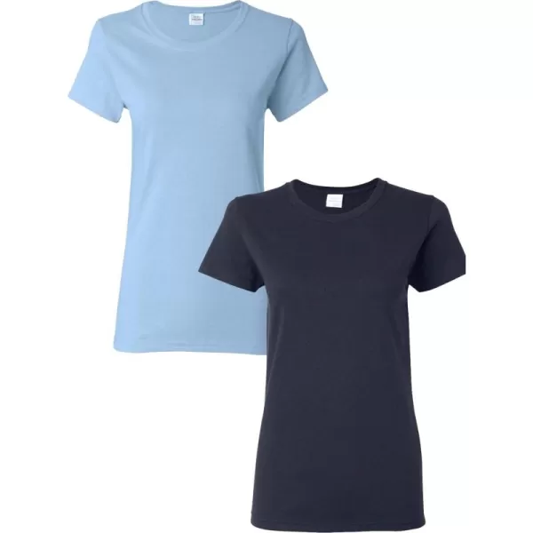 Gildan Womens Heavy Cotton TShirt Style G5000L 2PackLightblueNavy