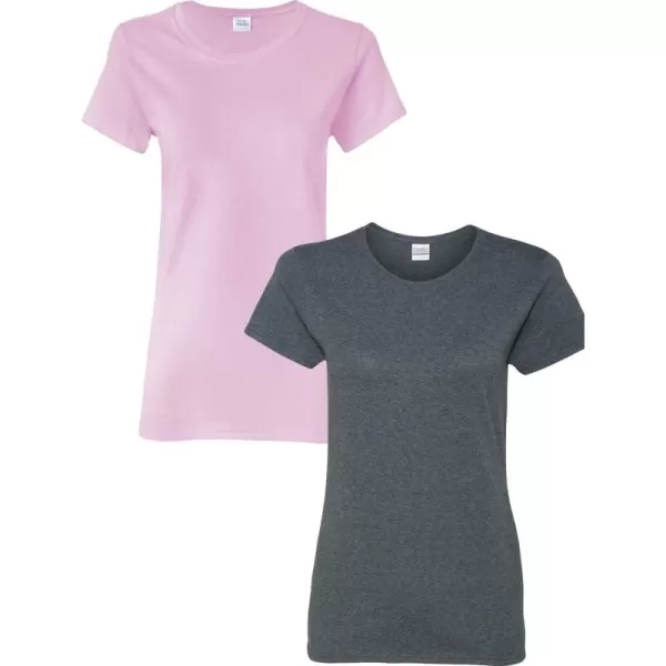 Gildan Womens Heavy Cotton TShirt Style G5000L 2PackLightpinkDarkheather