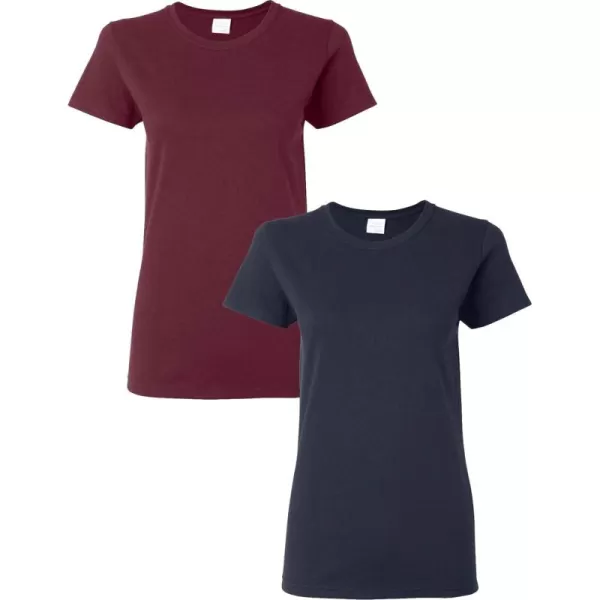 Gildan Womens Heavy Cotton TShirt Style G5000L 2PackMaroonNavy