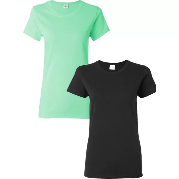 Gildan Womens Heavy Cotton TShirt Style G5000L 2PackMint GreenBlack