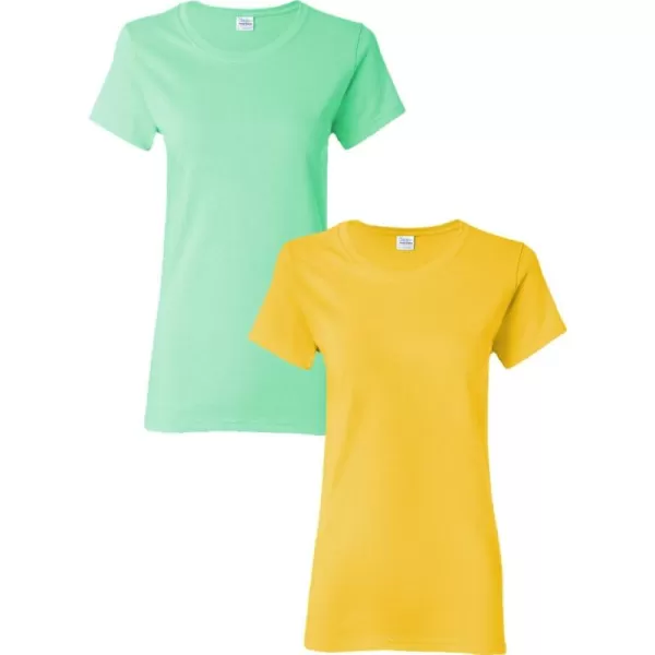 Gildan Womens Heavy Cotton TShirt Style G5000L 2PackMint GreenDaisy