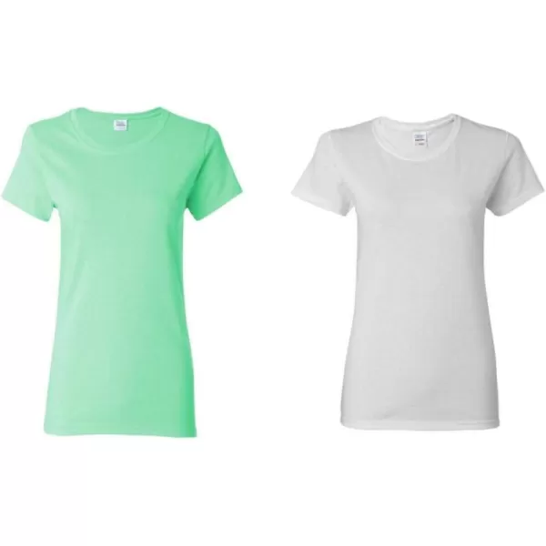 Gildan Womens Heavy Cotton TShirt Style G5000L 2PackMintWhite
