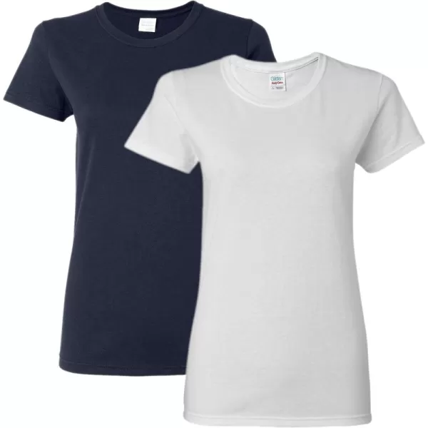Gildan Womens Heavy Cotton TShirt Style G5000L 2PackNavyWhite