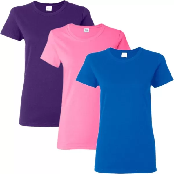 Gildan Womens Heavy Cotton TShirt Style G5000L 2PackPurpleAzaleaRoyal