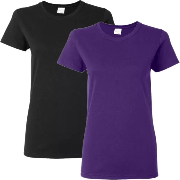 Gildan Womens Heavy Cotton TShirt Style G5000L 2PackPurpleBlack