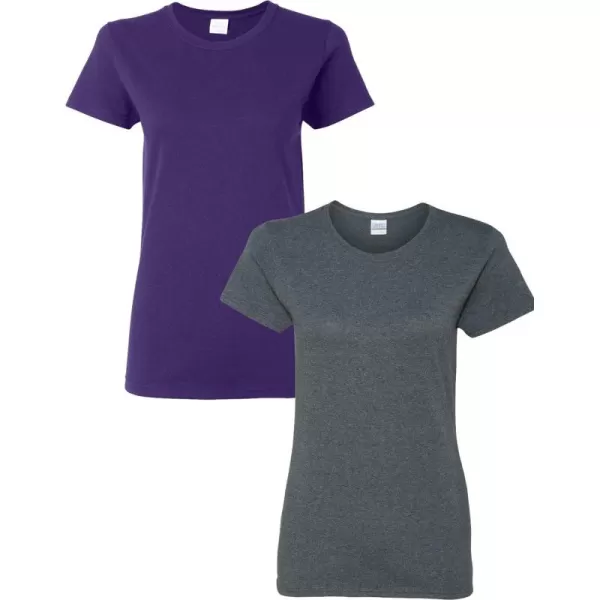Gildan Womens Heavy Cotton TShirt Style G5000L 2PackPurpleDarkheather