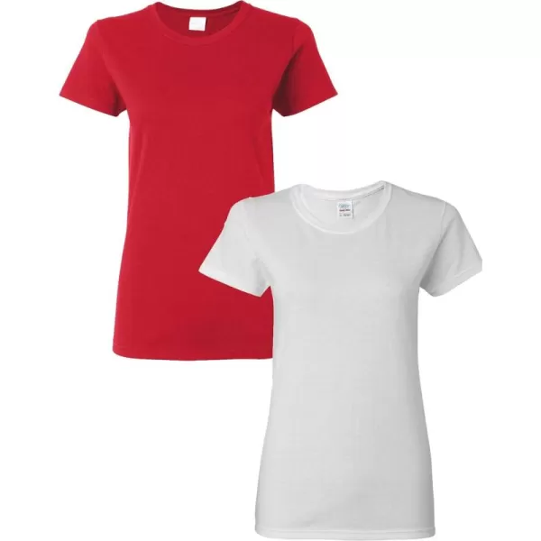 Gildan Womens Heavy Cotton TShirt Style G5000L 2PackRedWhite