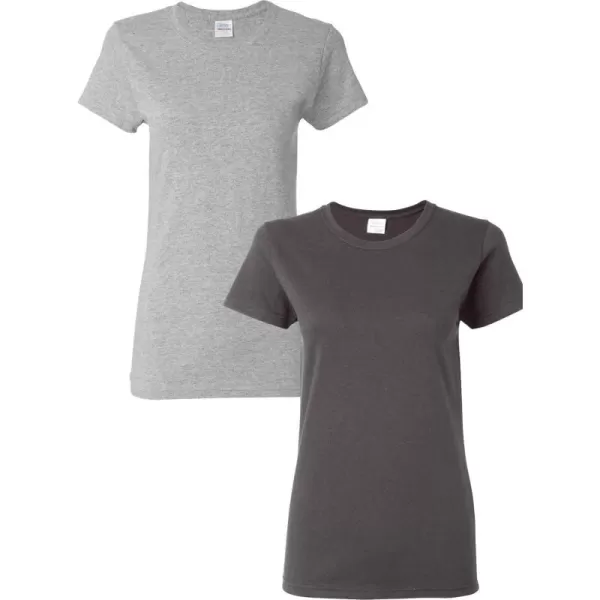 Gildan Womens Heavy Cotton TShirt Style G5000L 2PackSportgreyCharcoal