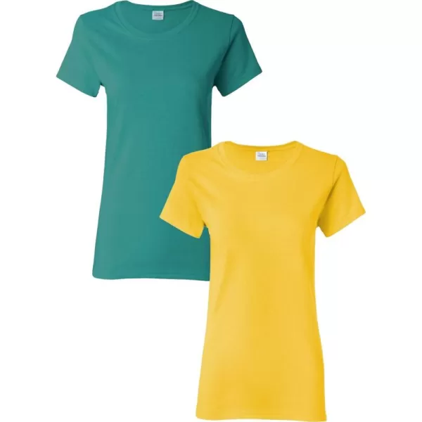 Gildan Womens Heavy Cotton TShirt Style G5000L 2PackTropicalDaisy