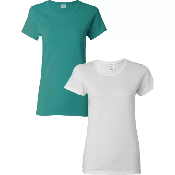 Gildan Womens Heavy Cotton TShirt Style G5000L 2PackTropicalWhite