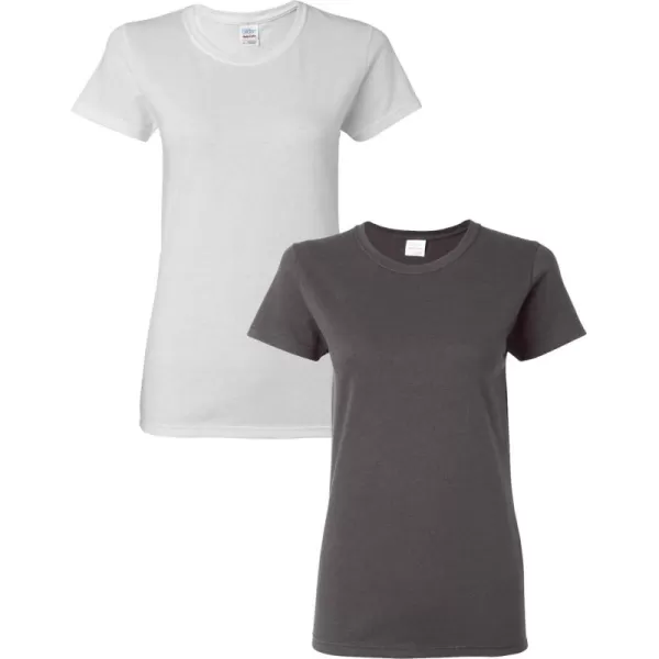 Gildan Womens Heavy Cotton TShirt Style G5000L 2PackWhiteCharcoal