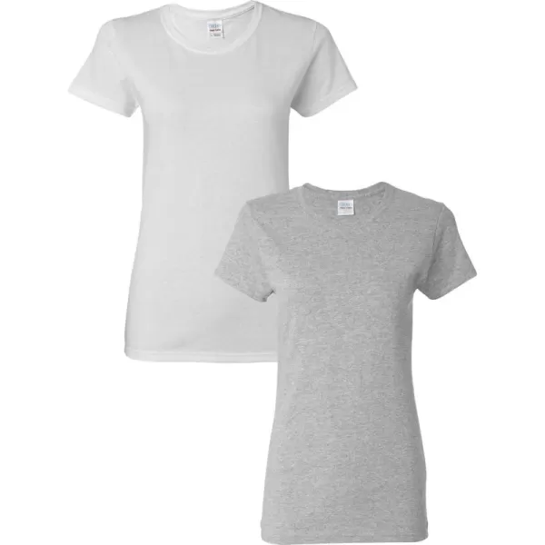 Gildan Womens Heavy Cotton TShirt Style G5000L 2PackWhiteSportgrey