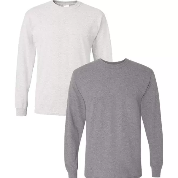 Gildan Adult DryBlend Long Sleeve TShirt Style G8400 2PackAshgraphiteheather