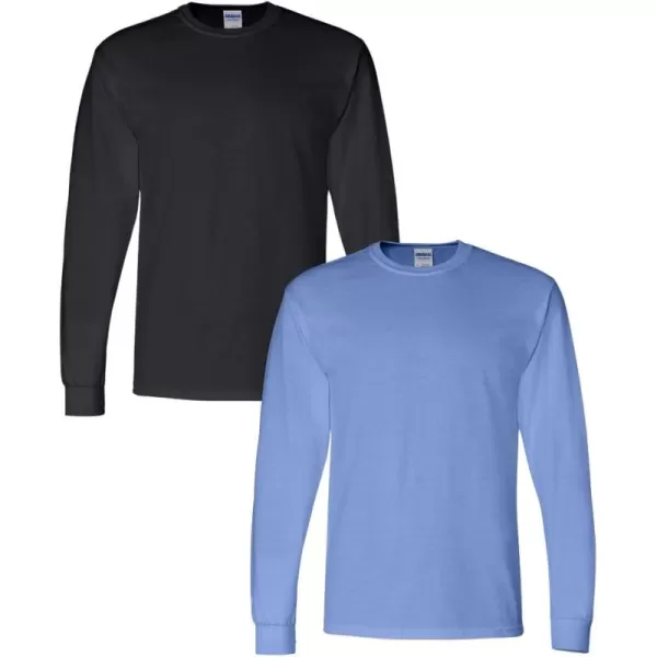 Gildan Adult DryBlend Long Sleeve TShirt Style G8400 2PackBlackcarolina Blue