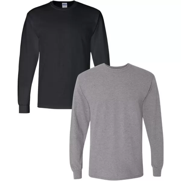 Gildan Adult DryBlend Long Sleeve TShirt Style G8400 2PackBlackgraphite