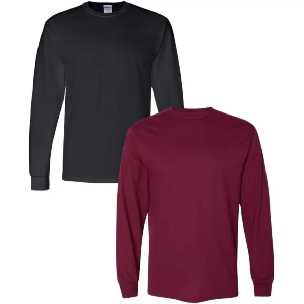 Gildan Adult DryBlend Long Sleeve TShirt Style G8400 2PackBlackmaroon