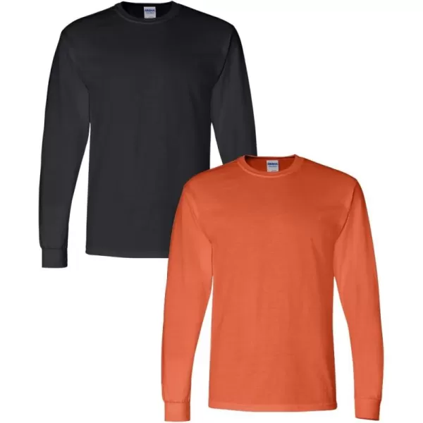 Gildan Adult DryBlend Long Sleeve TShirt Style G8400 2PackBlackorange