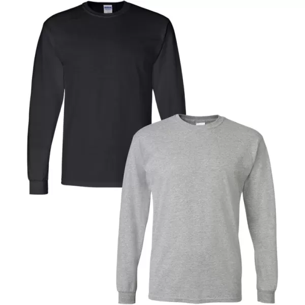 Gildan Adult DryBlend Long Sleeve TShirt Style G8400 2PackBlacksport Grey
