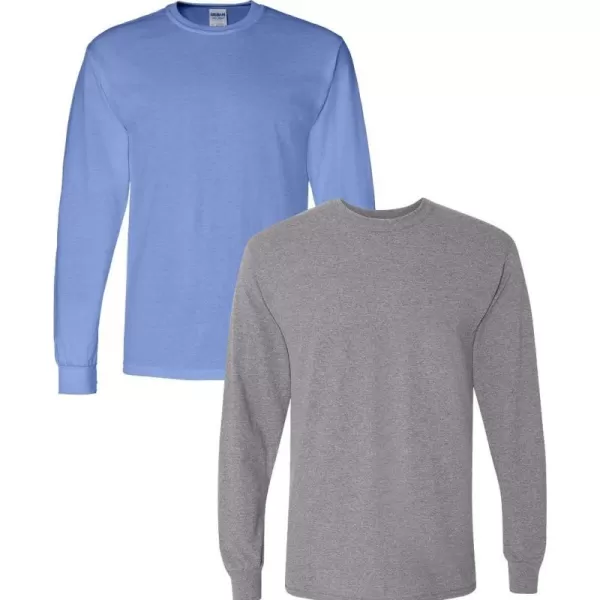Gildan Adult DryBlend Long Sleeve TShirt Style G8400 2PackCarolina Bluegraphiteheather