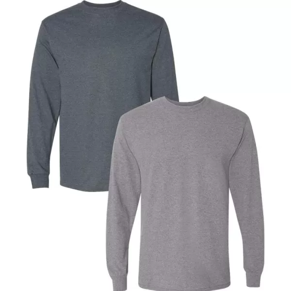 Gildan Adult DryBlend Long Sleeve TShirt Style G8400 2PackDarkheathergraphiteheather