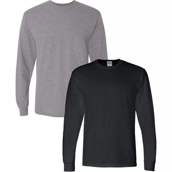 Gildan Adult DryBlend Long Sleeve TShirt Style G8400 2PackGraphiteheatherblack