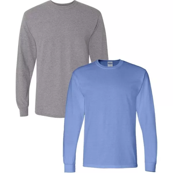Gildan Adult DryBlend Long Sleeve TShirt Style G8400 2PackGraphiteheathercarolina Blue
