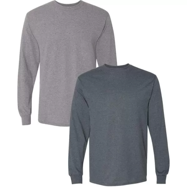 Gildan Adult DryBlend Long Sleeve TShirt Style G8400 2PackGraphiteheatherdarkheather