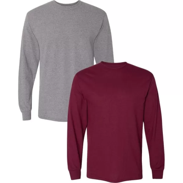 Gildan Adult DryBlend Long Sleeve TShirt Style G8400 2PackGraphiteheathermaroon