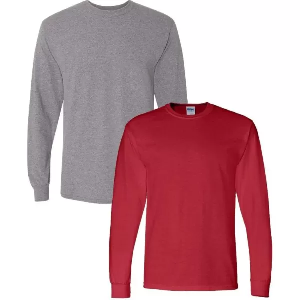 Gildan Adult DryBlend Long Sleeve TShirt Style G8400 2PackGraphiteheatherred