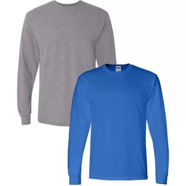 Gildan Adult DryBlend Long Sleeve TShirt Style G8400 2PackGraphiteheatherroyal