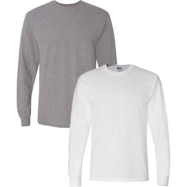 Gildan Adult DryBlend Long Sleeve TShirt Style G8400 2PackGraphiteheatherwhite