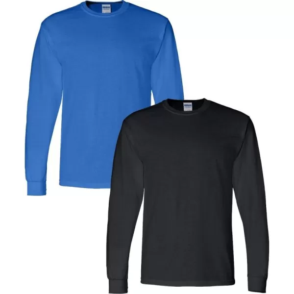Gildan Adult DryBlend Long Sleeve TShirt Style G8400 2PackRoyalblack