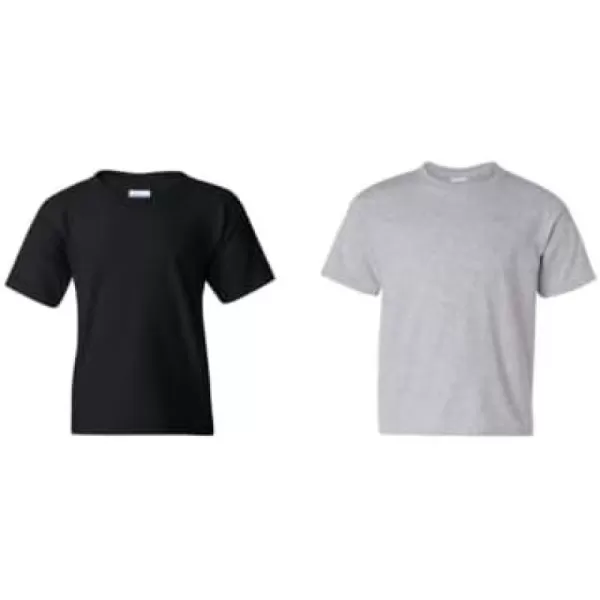 Gildan Youth Heavy Cotton TShirt Style G5000B 2PackBlackSportsgrey