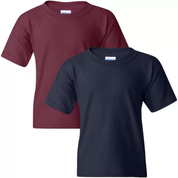 Gildan Youth Heavy Cotton TShirt Style G5000B 2PackMaroonnavy