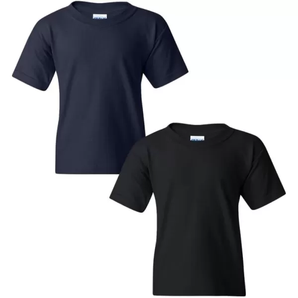 Gildan Youth Heavy Cotton TShirt Style G5000B 2PackNavyblack