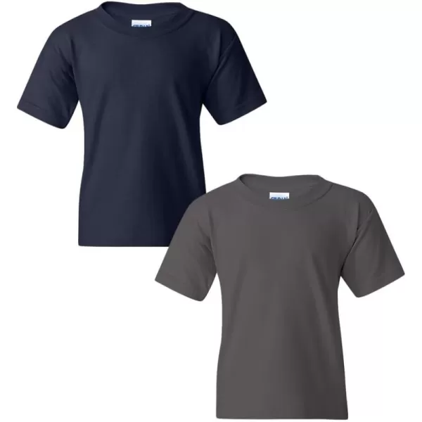 Gildan Youth Heavy Cotton TShirt Style G5000B 2PackNavycharcoal