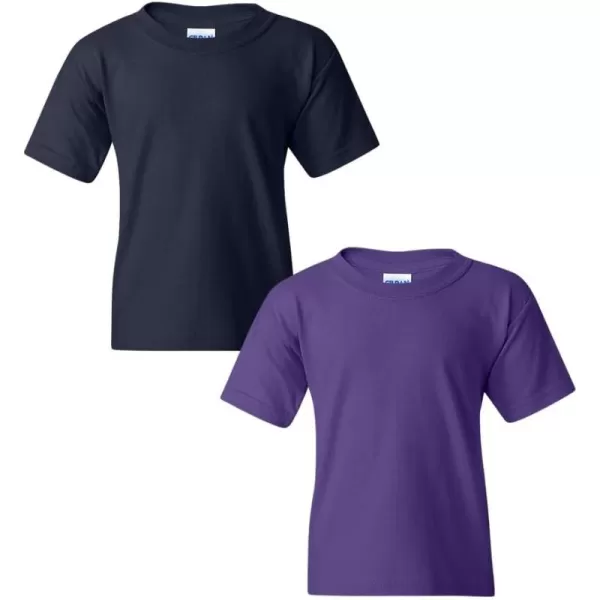 Gildan Youth Heavy Cotton TShirt Style G5000B 2PackNavypurple