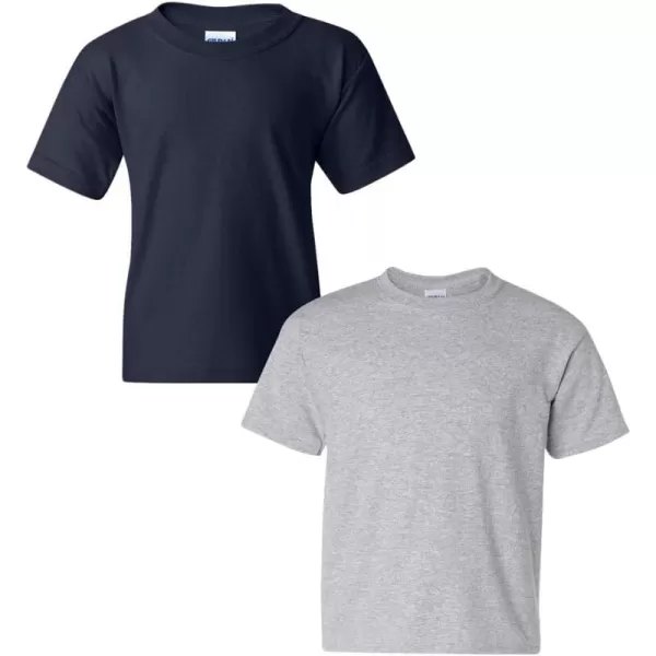 Gildan Youth Heavy Cotton TShirt Style G5000B 2PackNavysports Grey