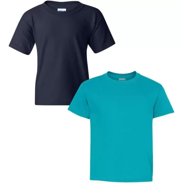 Gildan Youth Heavy Cotton TShirt Style G5000B 2PackNavytropical Blue