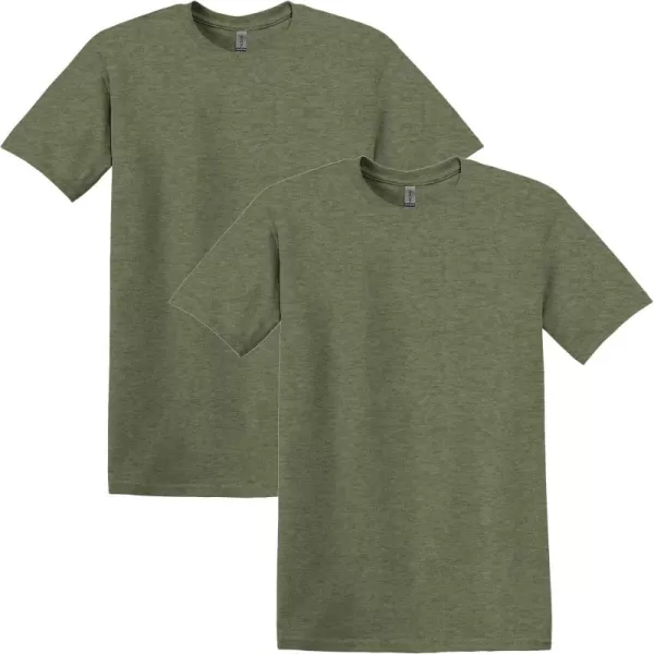 Gildan UnisexAdult Softstyle Cotton TShirt Style G64000 MultipackHeather Military 2pack