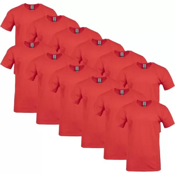 Gildan UnisexAdult Softstyle Cotton TShirt Style G64000 MultipackRed 12pack