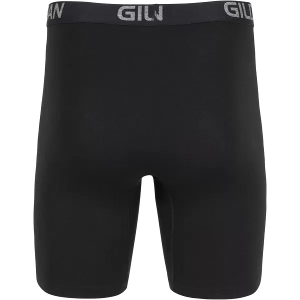 imageGildan Mens Underwear Cotton Stretch Boxer Briefs MultipackBlack Soot 4pack  Long Leg