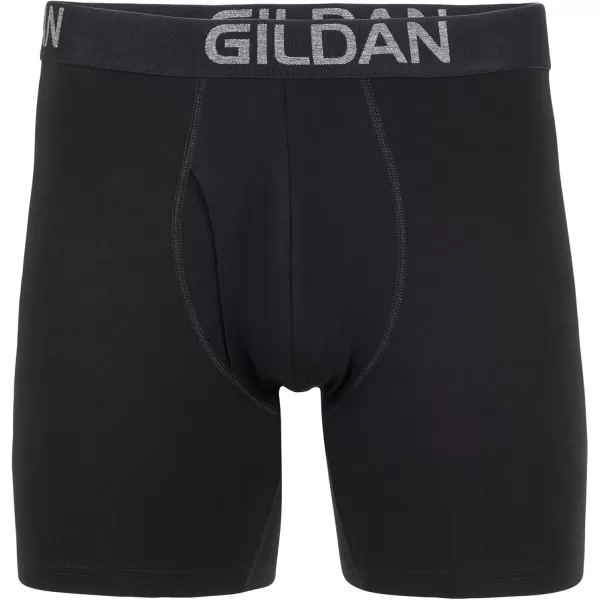 imageGildan Mens Underwear Cotton Stretch Boxer Briefs MultipackBlack Soot 5pack  Regular Leg
